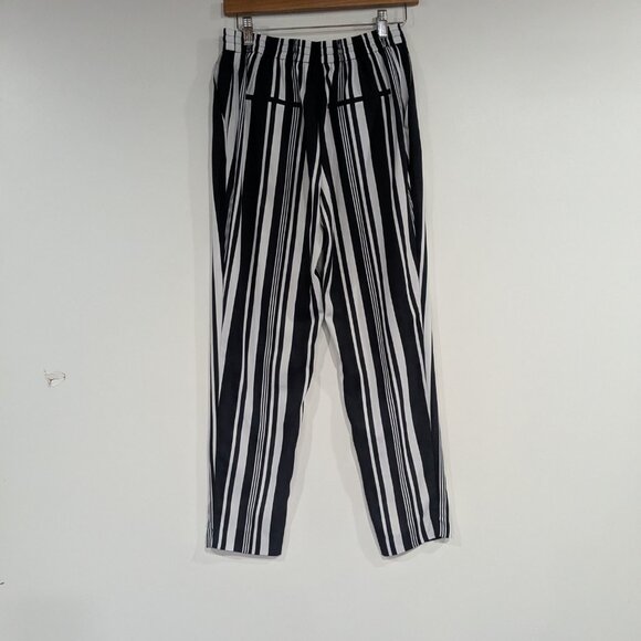 Zara Vertical Striped Elastic Waist Pants Black White Size Small - Picture 4 of 5